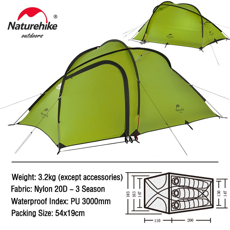 Naturehike Tent 3 4 Person Camping Tent Hiby Family Travel Tent Ultralight Waterproof