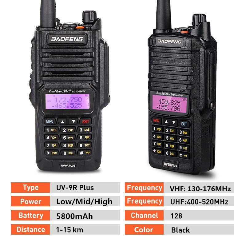 2022 Baofeng UV-9R Plus Waterproof Walkie Talkie UV9Rplus Dual Band Portable CB