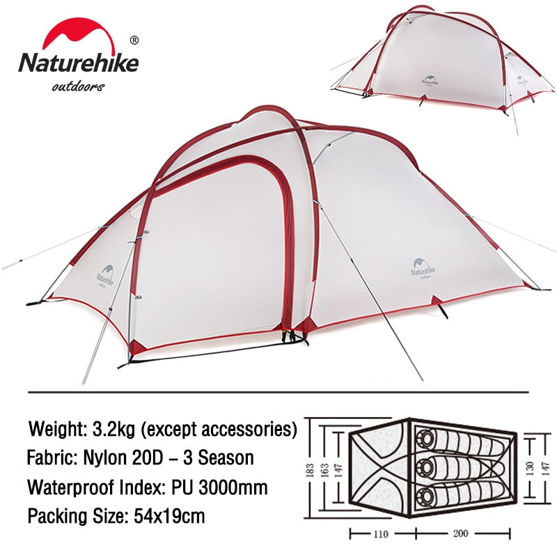 Naturehike Tent 3 4 Person Camping Tent Hiby Family Travel Tent Ultralight Waterproof