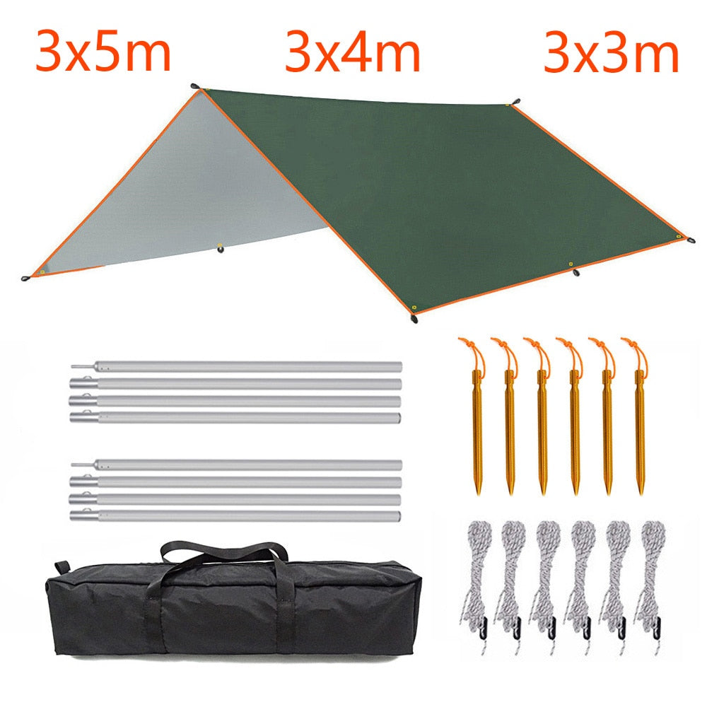 3x5m 3x4m Awning Waterproof Tarp Tent Outdoor Sun Shelter Camping Tourist Tarp