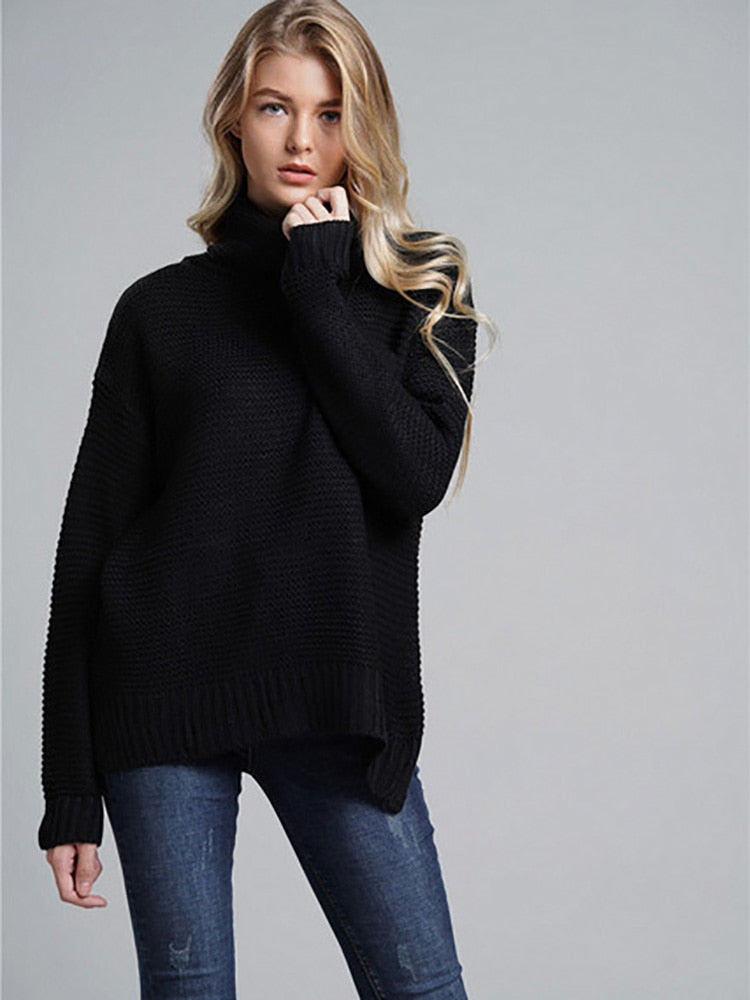 Fitshinling Fashion Woman Winter Sweater Knitwear Hot Sale 6 Colors Solid Women's