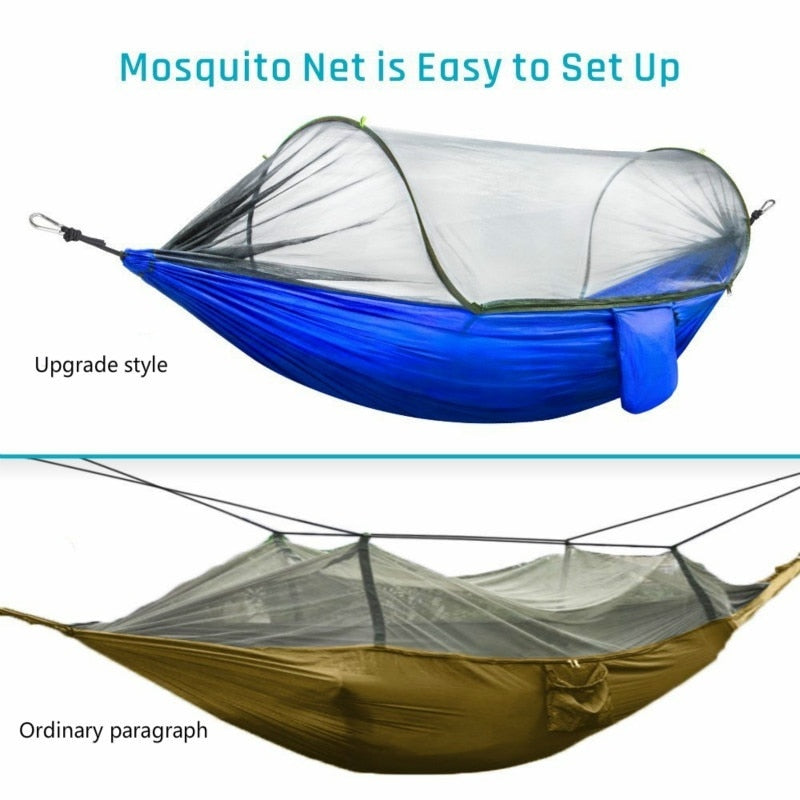 2022 Camping Hammock with Mosquito Net Pop-Up Light Portable Outdoor Parachute