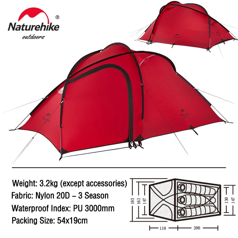 Naturehike Tent 3 4 Person Camping Tent Hiby Family Travel Tent Ultralight Waterproof