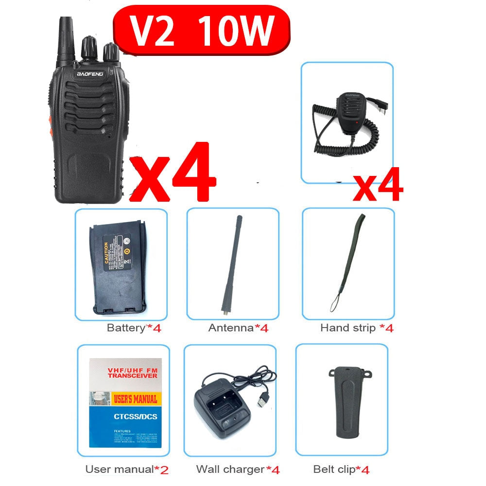 2022 Original 5/10W 4PCS Baofeng BF-888S Walkie Talkie UHF 400-470MHz Radios