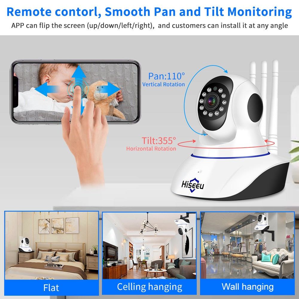 Hiseeu Home Security 2MP 5MP Wifi IP Camera Audio Record Indoor P2P HD CCTV