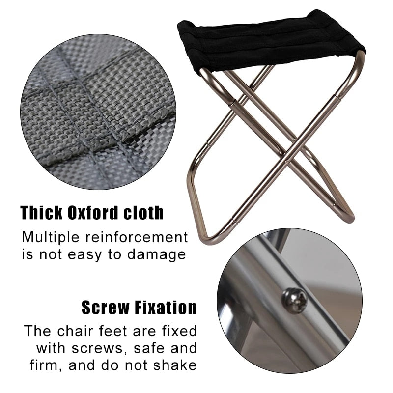 Folding Small Stool Fishing Chair Picnic Camping Chair Foldable Aluminium Cloth Outdoor