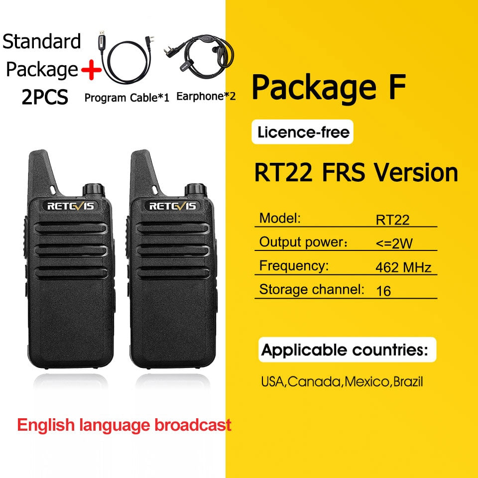 RETEVIS 2 pcs Mini Walkie Talkie PMR 446 Portable Two-way Radio ht PTT