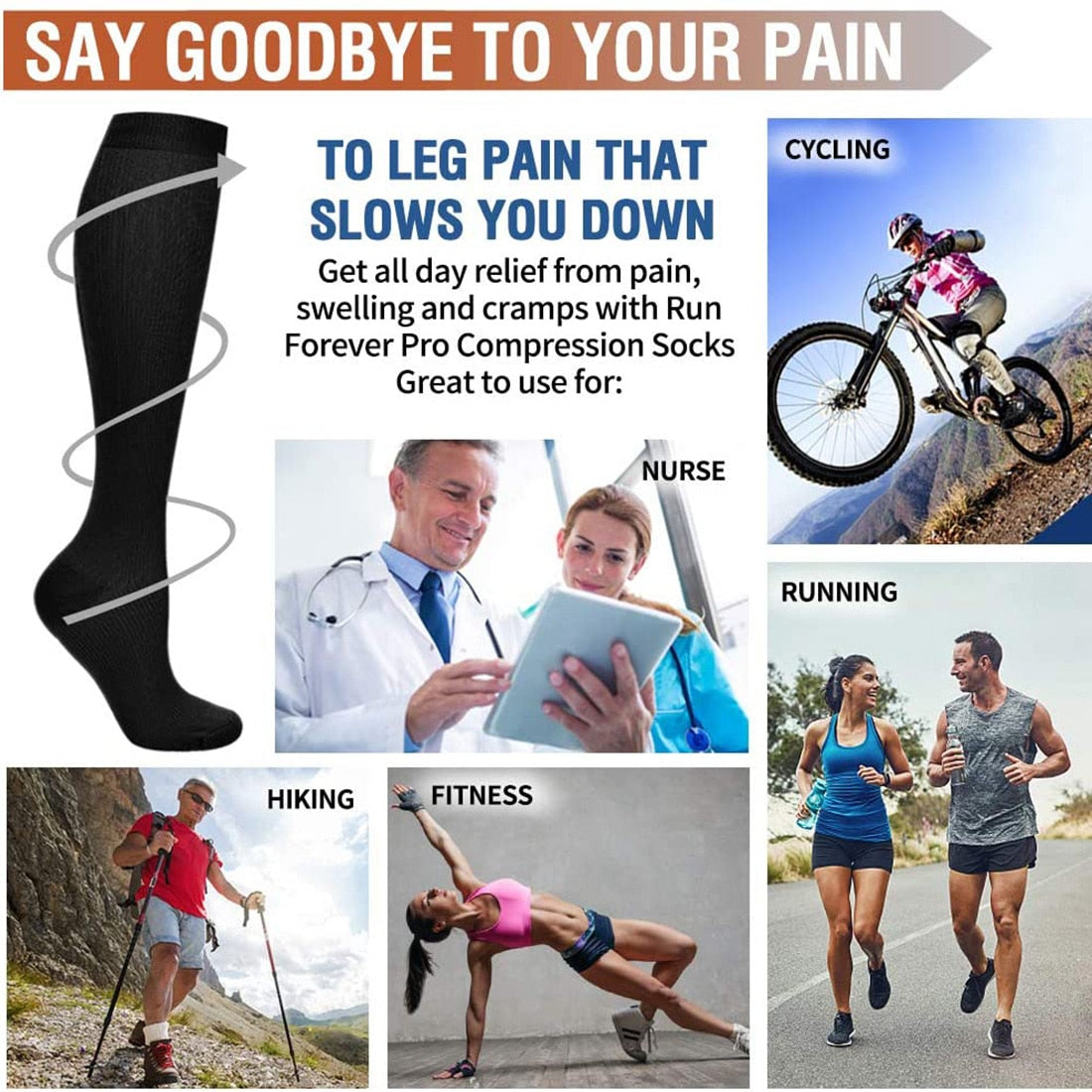 5/6 Pairs Men and Women Compression Socks Circulation Recovery Varicose Veins