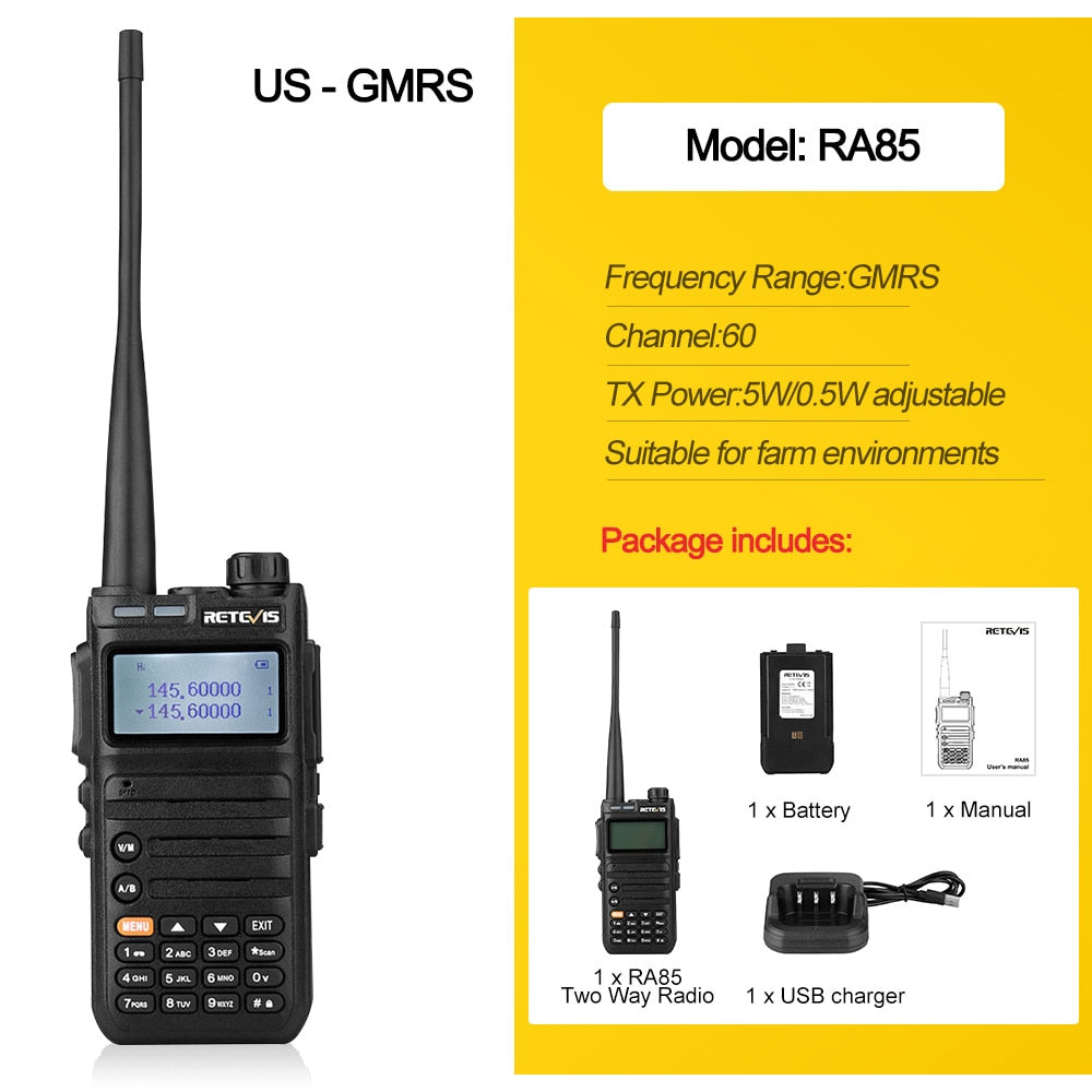 Retevis RA685 Walkie Talkie Ham Two-way Radio Stations Long Range Walkie-talkies