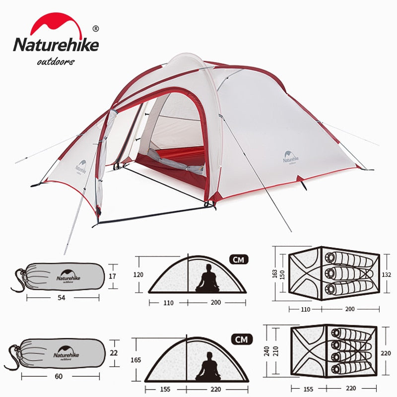 Naturehike Tent 3 4 Person Camping Tent Hiby Family Travel Tent Ultralight Waterproof