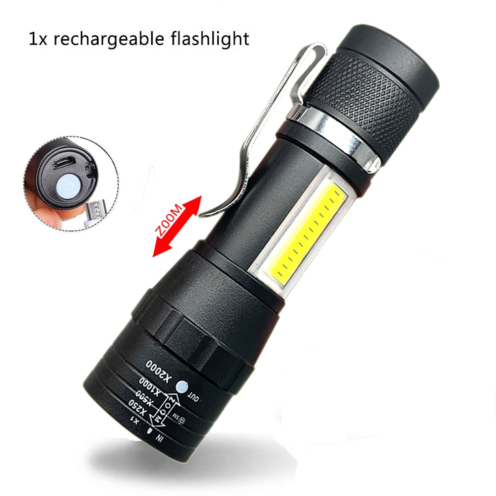 Portable Rechargeable Zoom LED Flashlight XP-G Q5 Flash Light Torch Lantern 3 Lighting