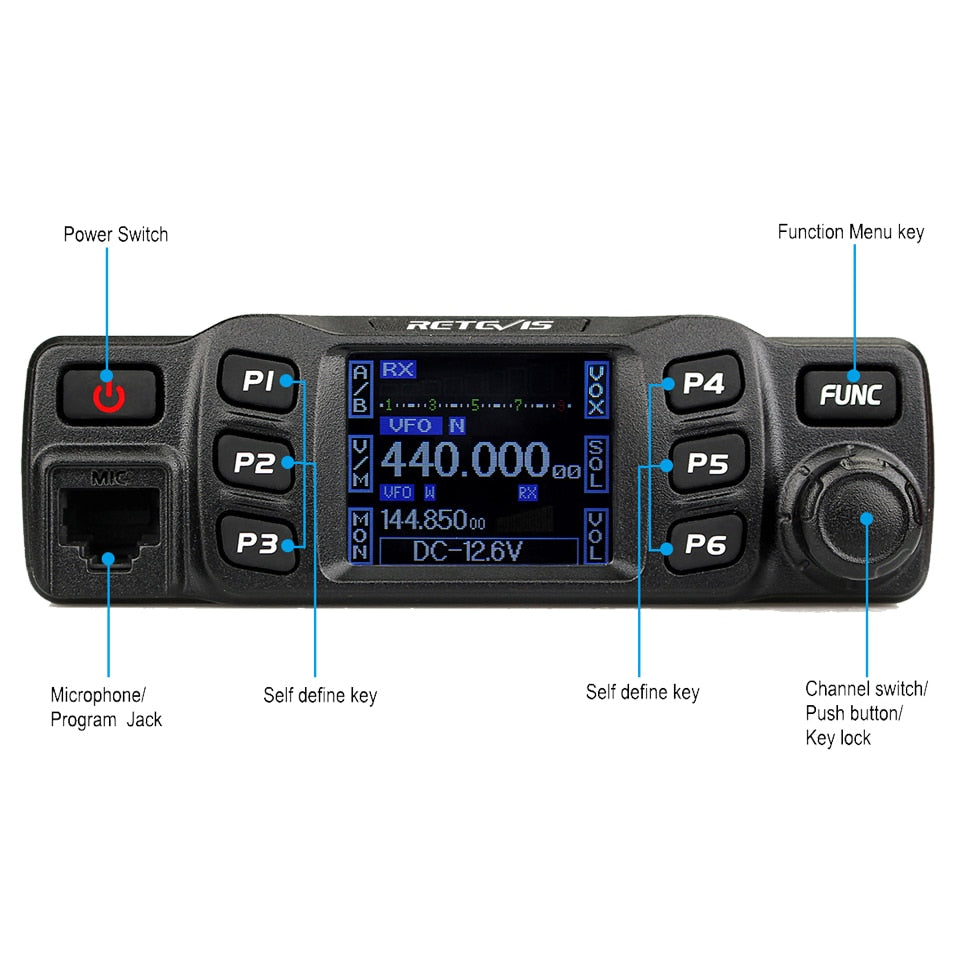 RETEVIS RT95 Car Radio with Screen Ham Car Mobile Radio Station Autoradio Two-way