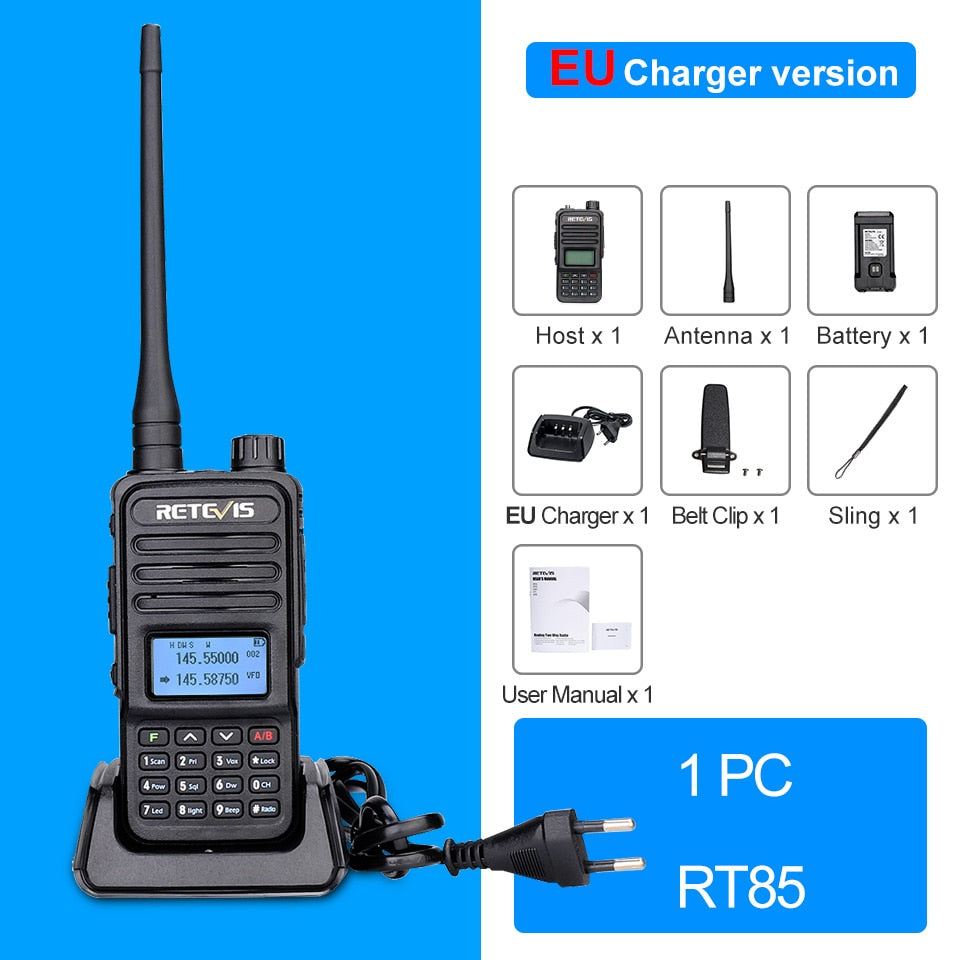 Retevis Walkie Talkie RT85 Ham Two-way Radio Stations 5W Walkie-talkies VHF UHF Dual Band