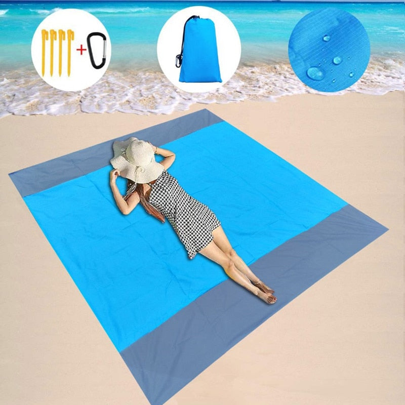 2x2.1m Waterproof Pocket Beach Blanket Folding Camping Mat Mattress Portable