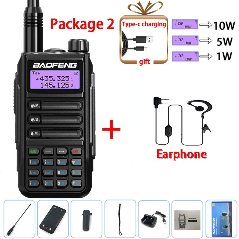 Baofeng UV-16 PRO 10W Walkie Talkie IP68 Waterproof Amateur Transceiver Dual Band