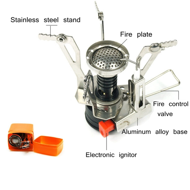 Outdoor Pot Mini Gas Stove Sets  Camping Hiking Cookware Picnic Cooking Set Non-stick