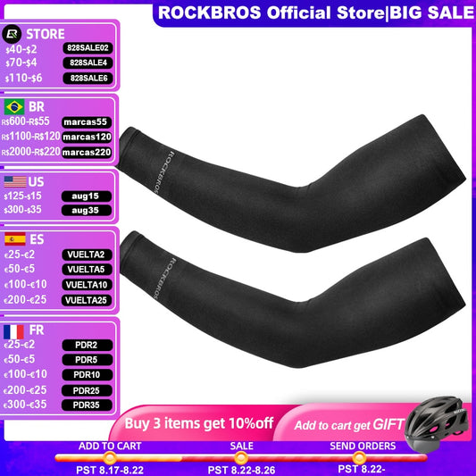 ROCKBROS Ice Fabric Running Arm Warmers UV Protect Arm Sleeves Basketball Camping