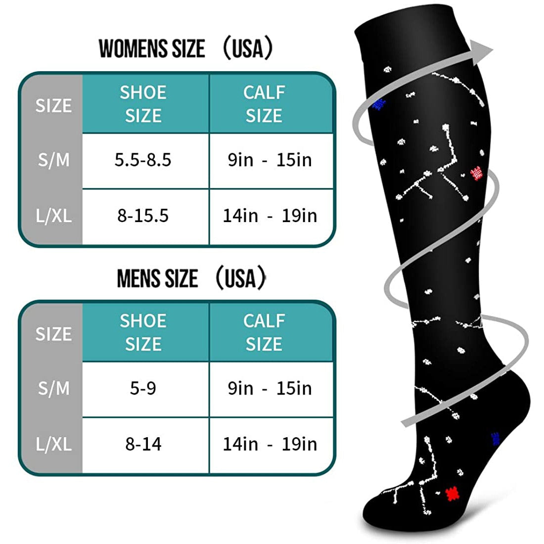 5/6 Pairs Men and Women Compression Socks Circulation Recovery Varicose Veins