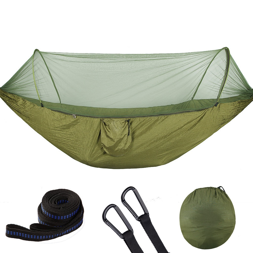 2022 Camping Hammock with Mosquito Net Pop-Up Light Portable Outdoor Parachute