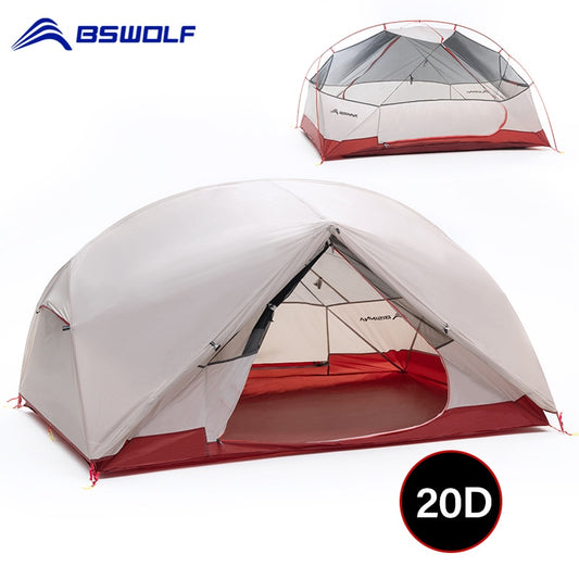 BSWolf 2 Persons Camping Tent Ultralight 20D 380T Nylon Double Layer Waterproof