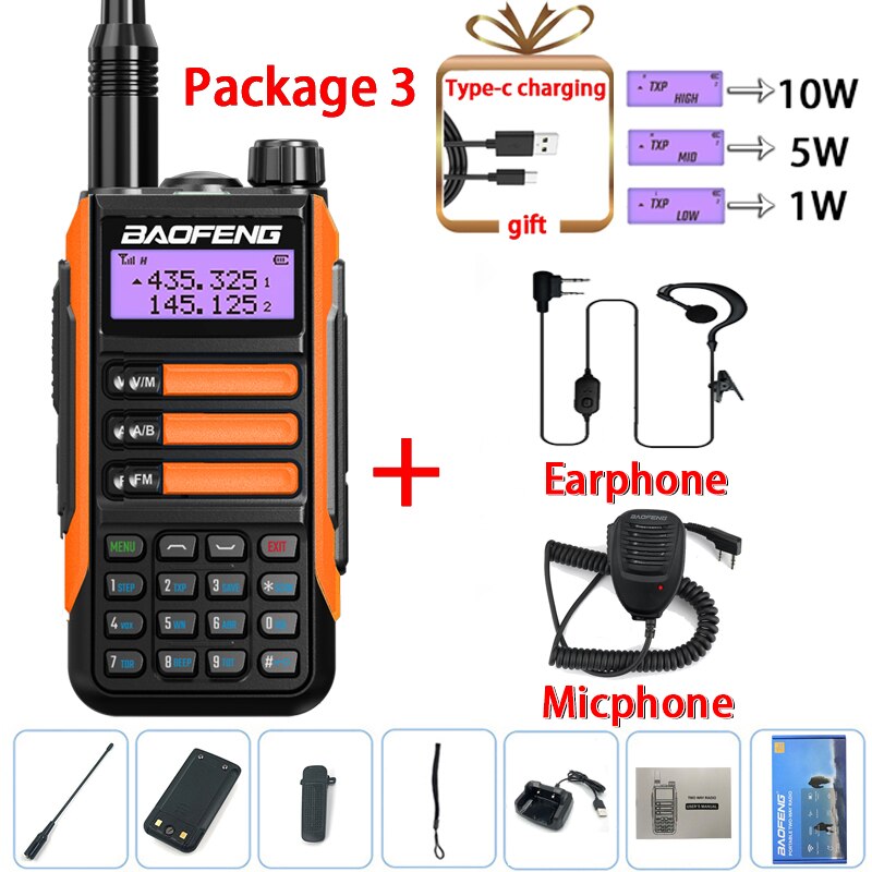 Baofeng UV-16 PRO 10W Walkie Talkie IP68 Waterproof Amateur Transceiver Dual Band