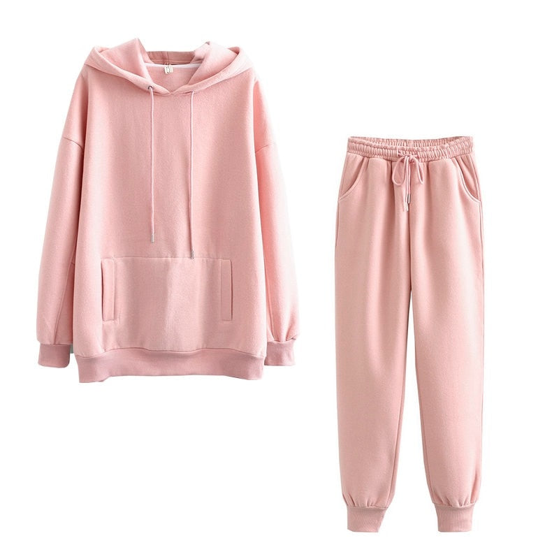 Tangada 2022 Autumn Winter Women tracksuit thick fleece 100% cotton suit