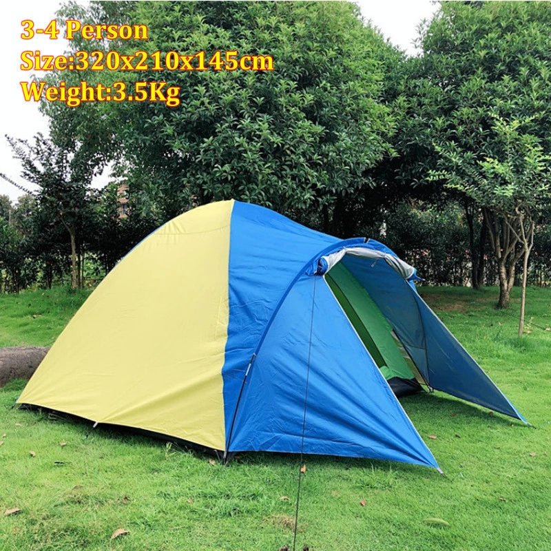 5-8 Person Large Camping Tent Double Layer Waterproof Two Bedrooms Travel Tent