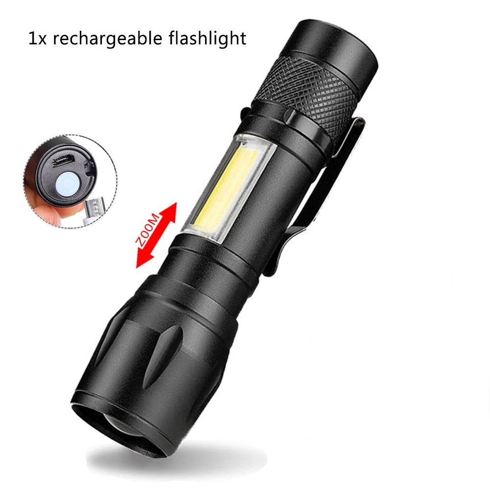 Portable Rechargeable Zoom LED Flashlight XP-G Q5 Flash Light Torch Lantern 3 Lighting