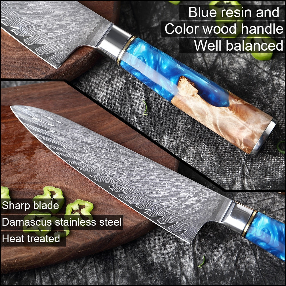 XITUO Kitchen Knives-Set Damascus Steel VG10 Chef Knife Cleaver Paring Bread Knife