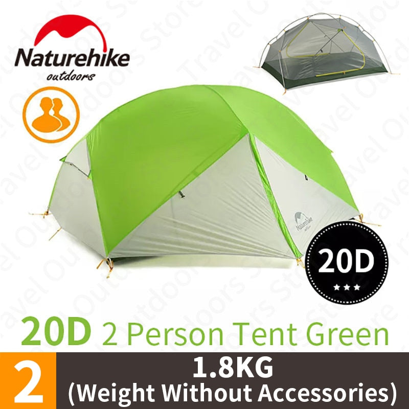 Naturehike Mongar 2-3 Person Camping Tent 15D Nylon Upgrade Double Layer Outdoor