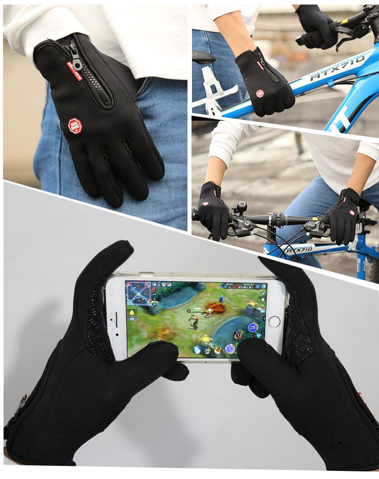 Unisex Winter Thermal Warm Cycling Bicycle Touch Screen Gloves Outdoor Camping