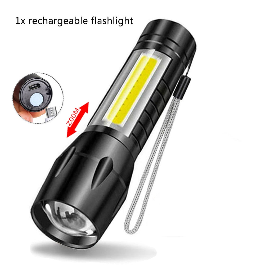 Portable Rechargeable Zoom LED Flashlight XP-G Q5 Flash Light Torch Lantern 3 Lighting