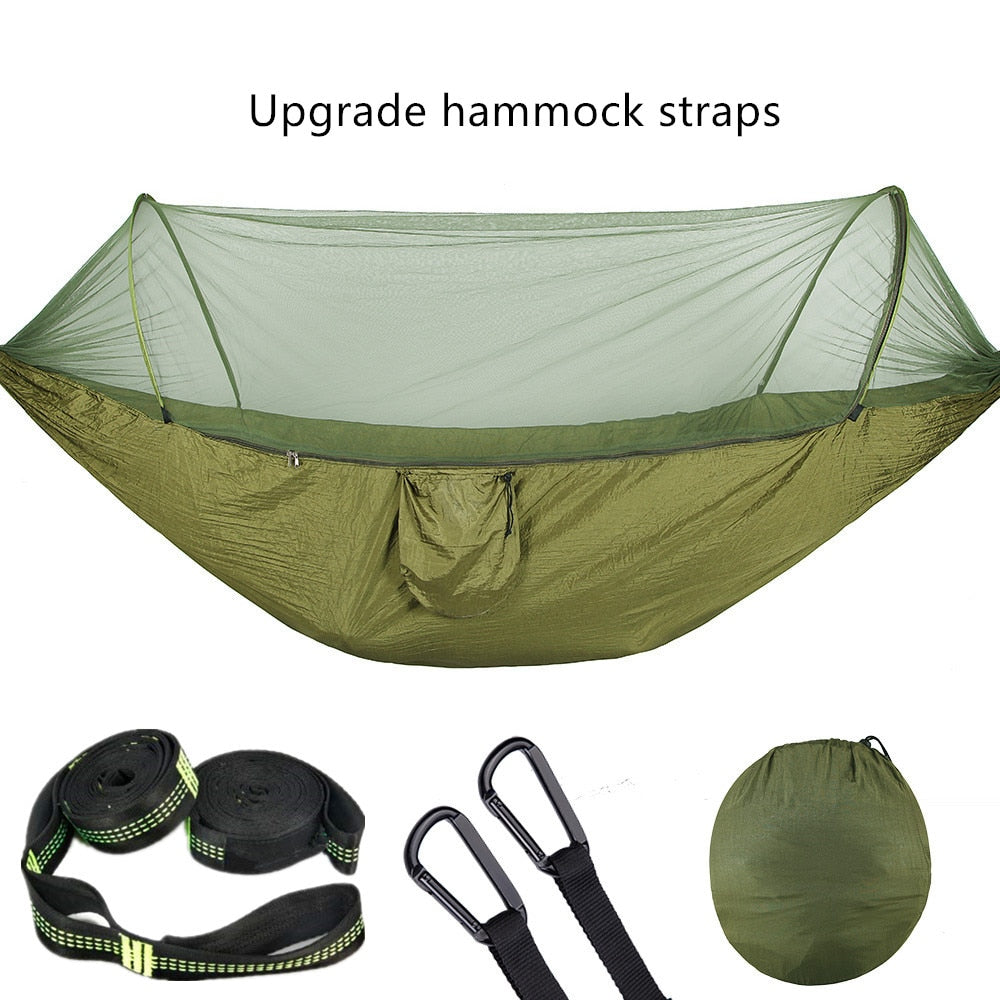 2022 Camping Hammock with Mosquito Net Pop-Up Light Portable Outdoor Parachute