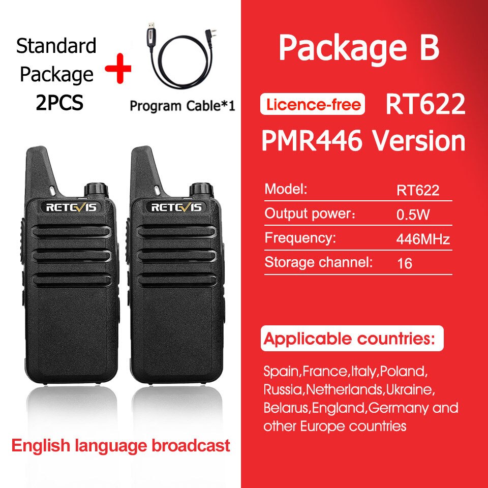 RETEVIS 2 pcs Mini Walkie Talkie PMR 446 Portable Two-way Radio ht PTT