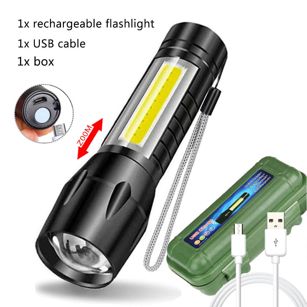 Portable Rechargeable Zoom LED Flashlight XP-G Q5 Flash Light Torch Lantern 3 Lighting