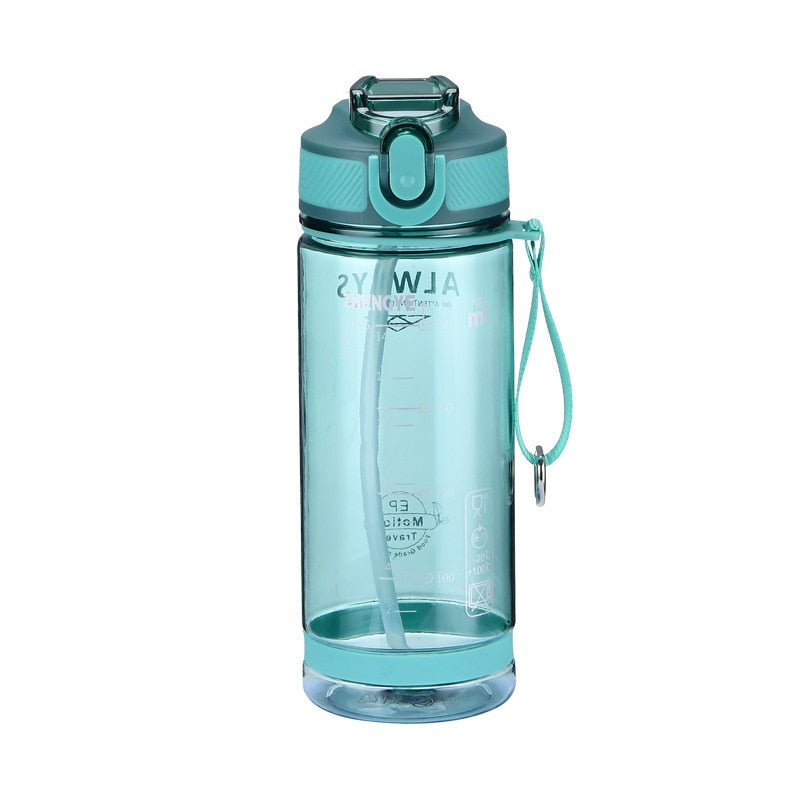 800ml Sports Water Bottle with straw For Camping Hiking Outdoor Plastic Transparent