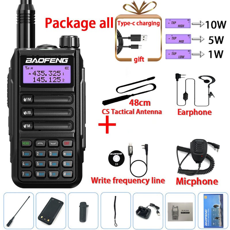 Baofeng UV-16 PRO 10W Walkie Talkie IP68 Waterproof Amateur Transceiver Dual Band