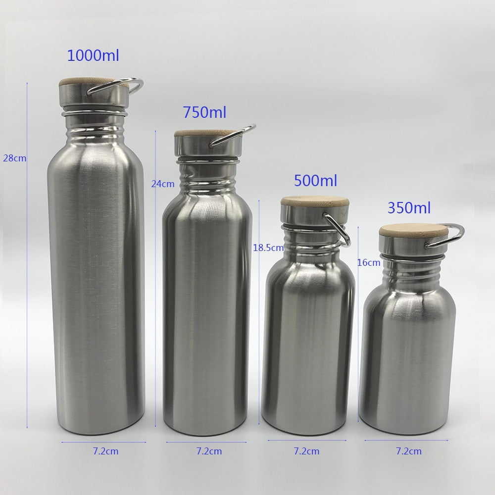 Portable Stainless Steel Water Bottle with handle 1000ml/500ml/350ml Sports Flasks Travel