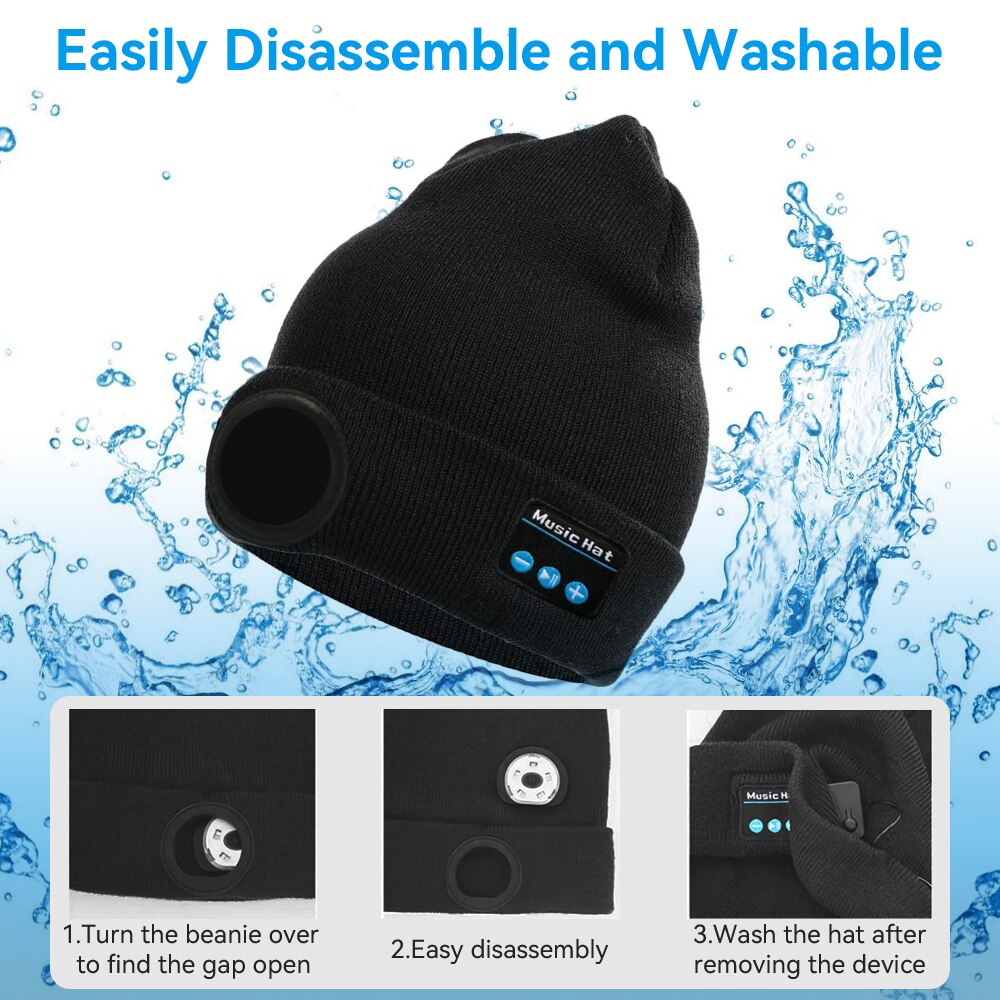 Bluetooth Earphone Music Hat Winter Wireless Headphone Cap Headset Mic Outdoor