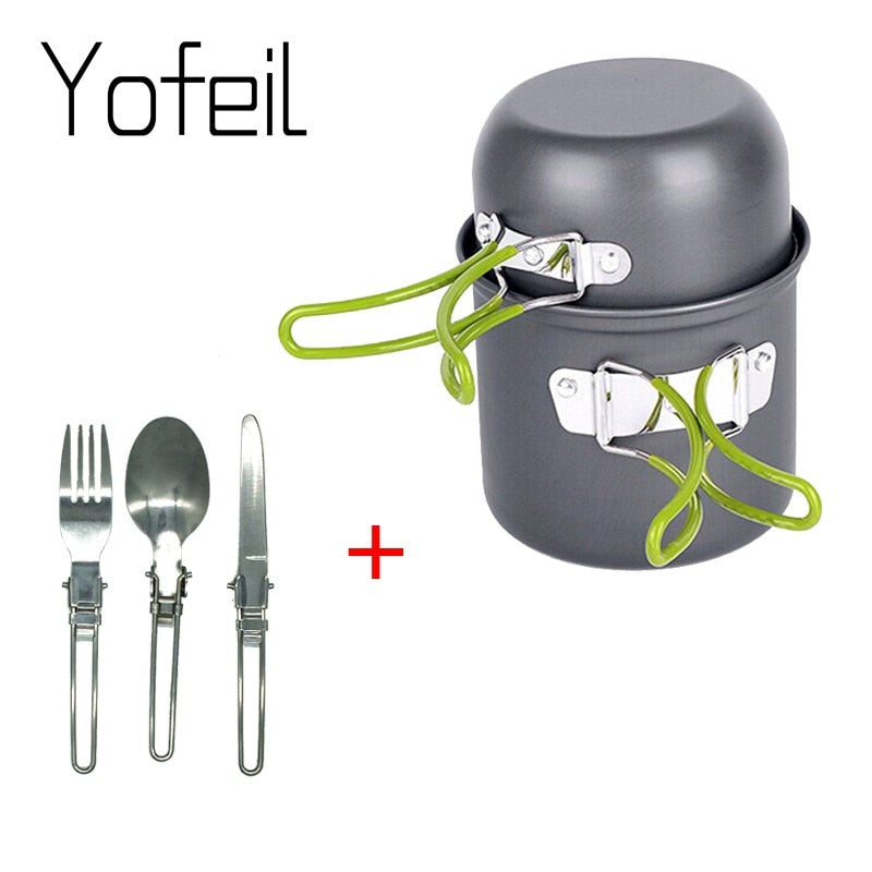 Outdoor Pot Mini Gas Stove Sets  Camping Hiking Cookware Picnic Cooking Set Non-stick