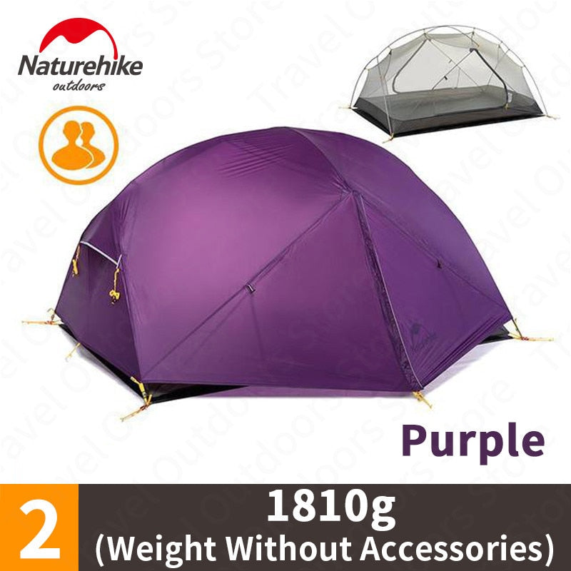 Naturehike Mongar 2-3 Person Camping Tent 15D Nylon Upgrade Double Layer Outdoor