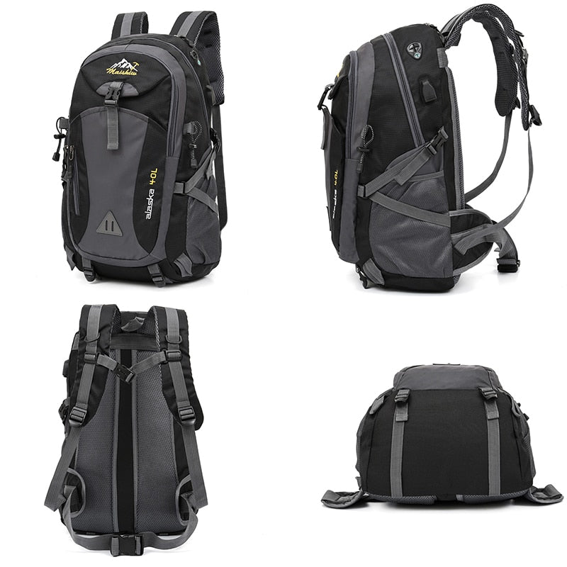 Men's Women's 40L Waterproof Backpack USB Climbing Travel Bag Men Outdoor Sports