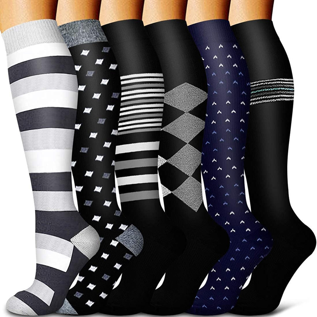 5/6 Pairs Men and Women Compression Socks Circulation Recovery Varicose Veins