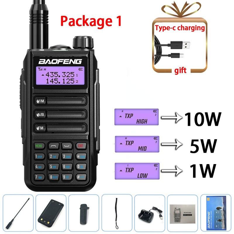 Baofeng UV-16 PRO 10W Walkie Talkie IP68 Waterproof Amateur Transceiver Dual Band