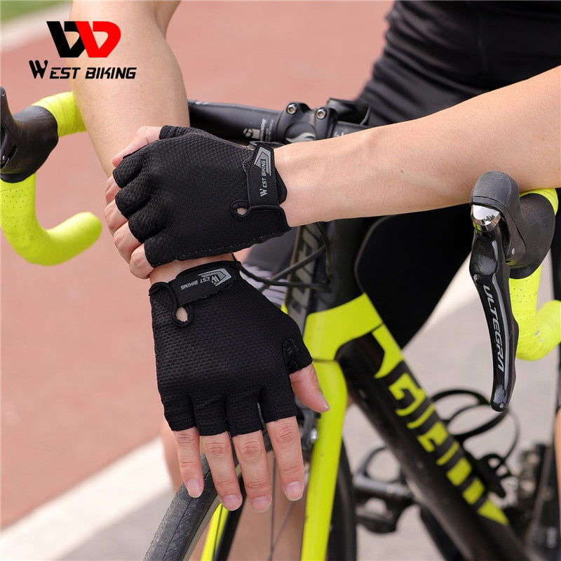 WEST BIKING Summer Cycling Gloves Shockproof Thicken Pad Half Finger Cycling Gloves