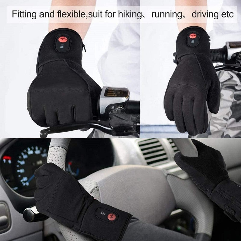 Winter Warm Cycling Heated Gloves Liners Rechargeable Battery