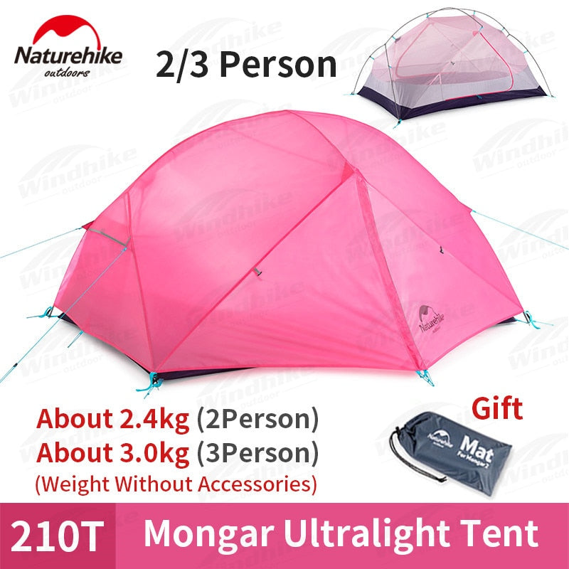 NatureHike Mongar Camping Tent 2 Persons Ultralight 20D Nylon Silicone Outdoor