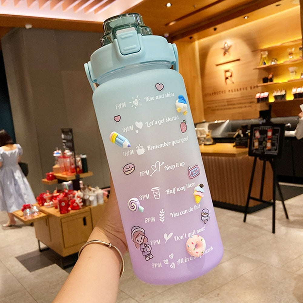 2 Liter Water Bottle with Straw Female Jug Girls Portable Travel bottles Fitness Bike Cup