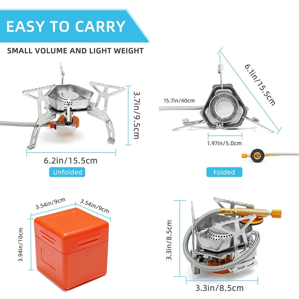 JYMCW Camping Gas Stove Windproof Outdoor Gas Burner Portable Folding Split