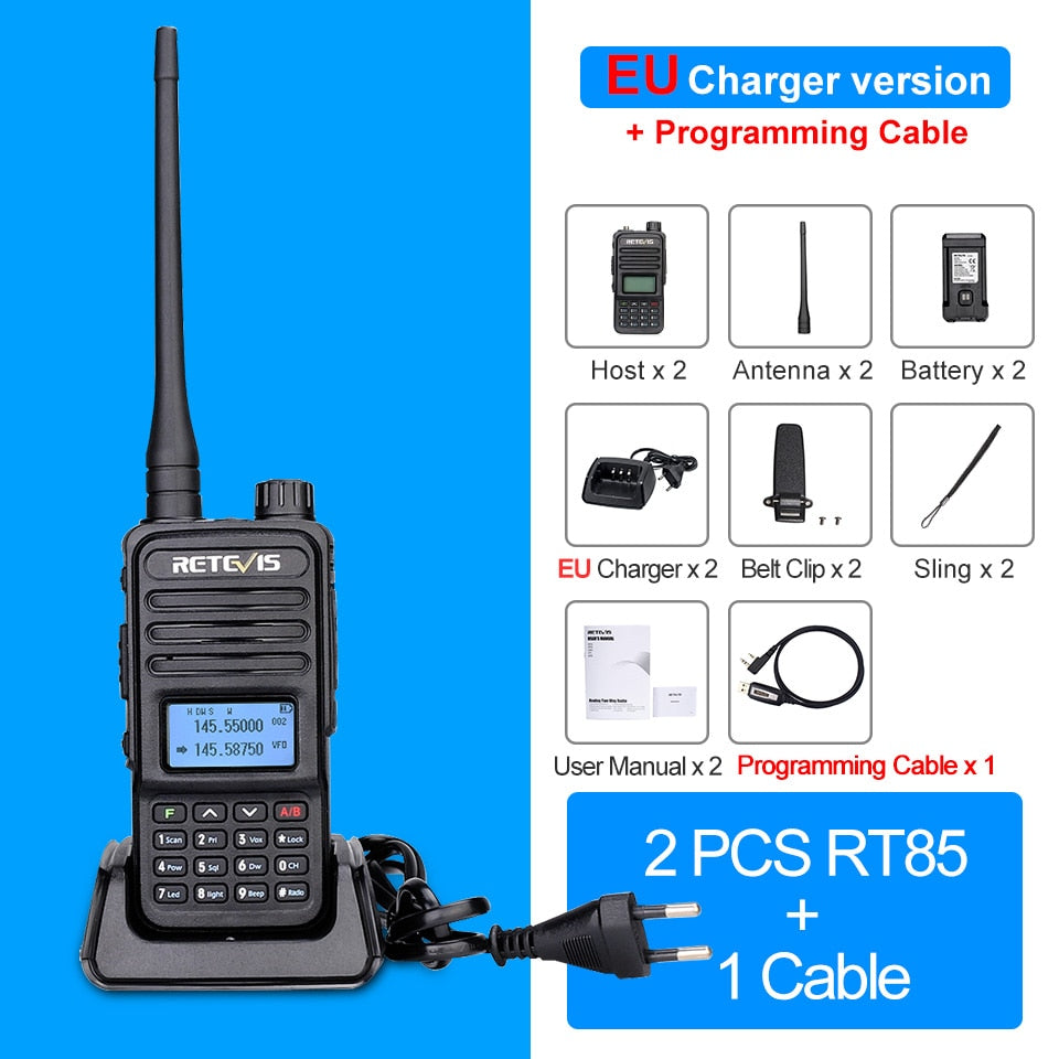 Retevis Walkie Talkie RT85 Ham Two-way Radio Stations 5W Walkie-talkies VHF UHF Dual Band